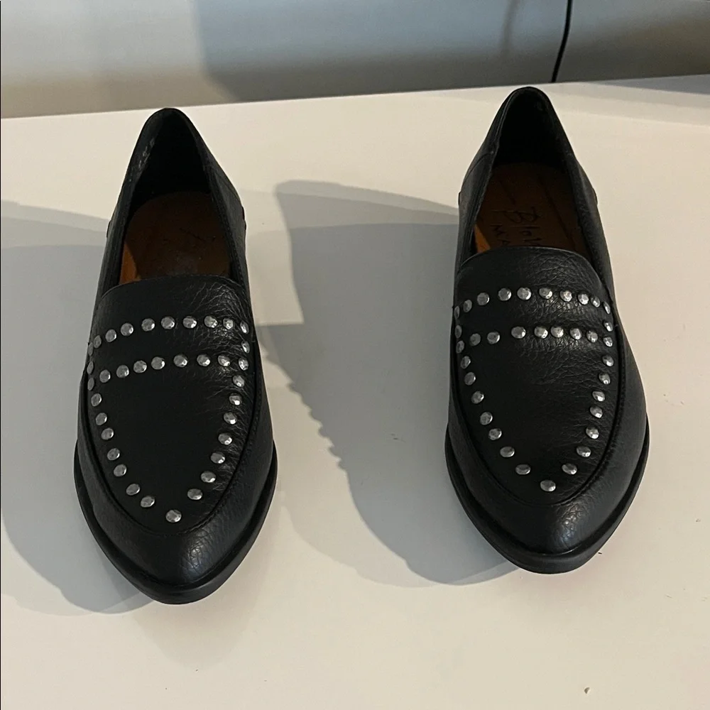 Blowfish Harper Black Loafers with Silver Studded Slip on Vegan Loafers Size 7.5